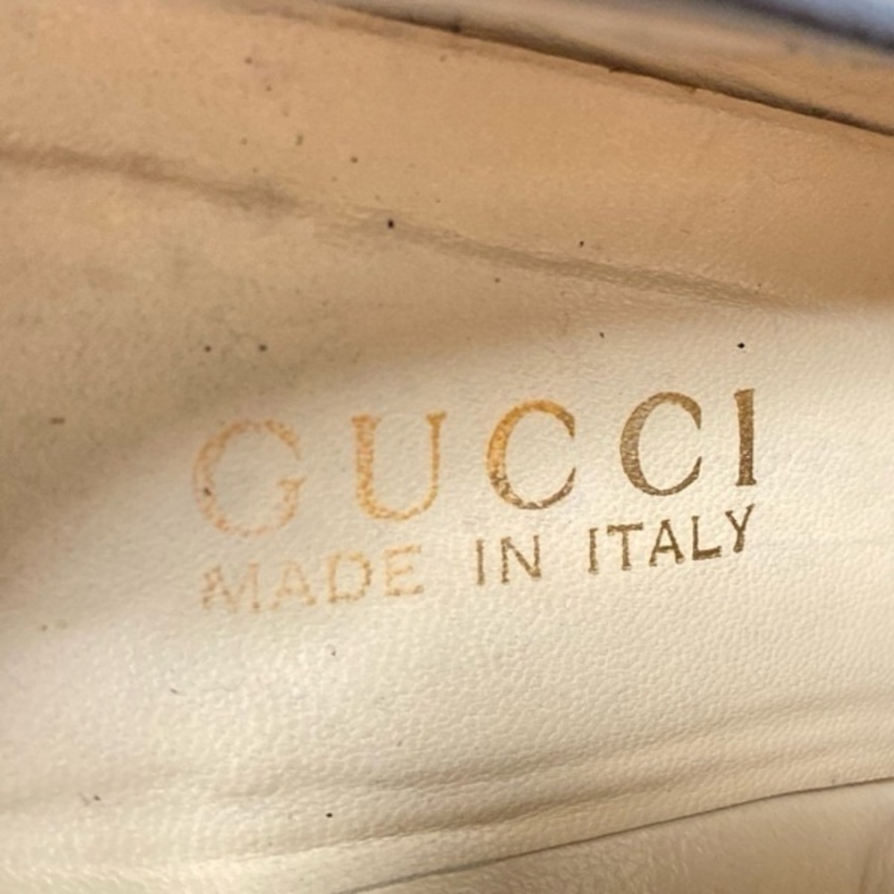 Gucci Black Leather Gold Plaque Loafers Vintage Women’s Size 6 - Picture 6 of 10
